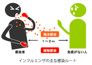 インフルエンザの主な感染ルート